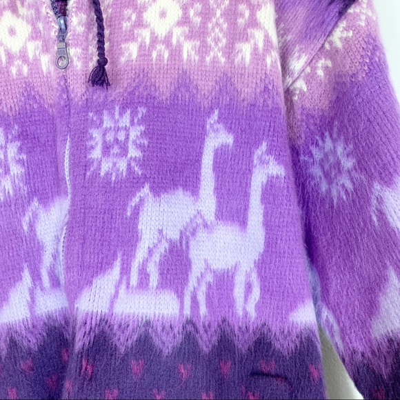 Yari Artesanias Wool Zip Up Hooded Jacket Purple Size XS - Picture 5 of 9